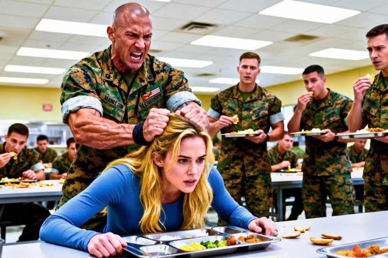 A U.S. Marine Thought She Was Just Another Quiet Woman in the Crowded Mess Hall, Easy to Push Aside and Humiliate in Front of Everyone — Until One Careless Shove Made the Room Go Silent, Senior Officers Suddenly Stood at Attention, and the Truth About Her Rank, Her Service, and the Mission No One Was Allowed to Discuss Came Crashing Into the Open. What Happened Next Turned a Moment of Disrespect Into a Lesson No One on That Base Would Ever Forget… and the Marine Who Shoved Her Realized Too Late He Had Just Challenged the Most Powerful Person in the Room. Full story in the first comment