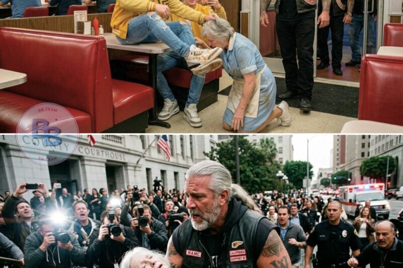 “Lick It!” Bullies Forced Old Waitress To Lick Their Shoes—Not Knowing Hells Angels Boss Was Her Son