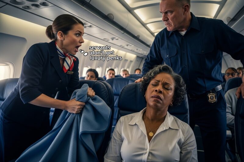 When this entitled ‘Karen’ flight attendant snatched a premium first-class blanket off a sleeping Black woman, loudly announcing that ‘servants don’t deserve luxury perks’ in front of a packed cabin, she thought she was just putting someone in their place.