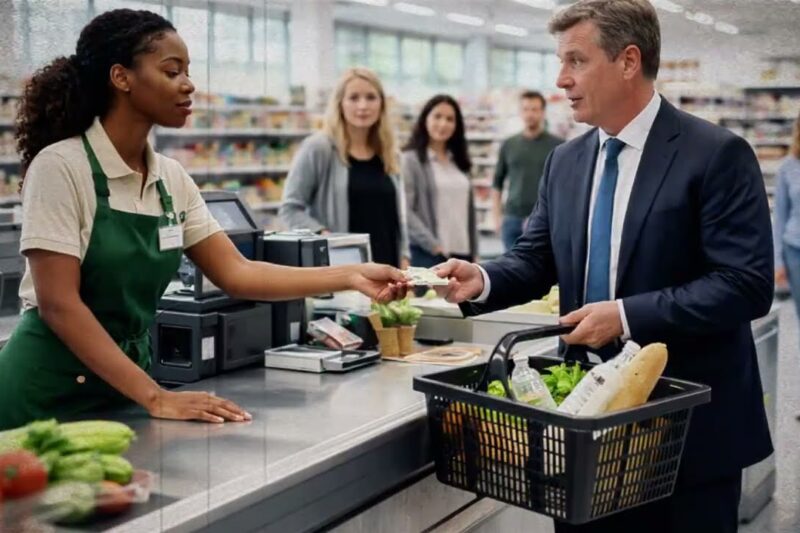 The Rich Stranger “Forgot” His Wallet —Black Cashier Who Paid For Him Made The Whole Store Go Silent