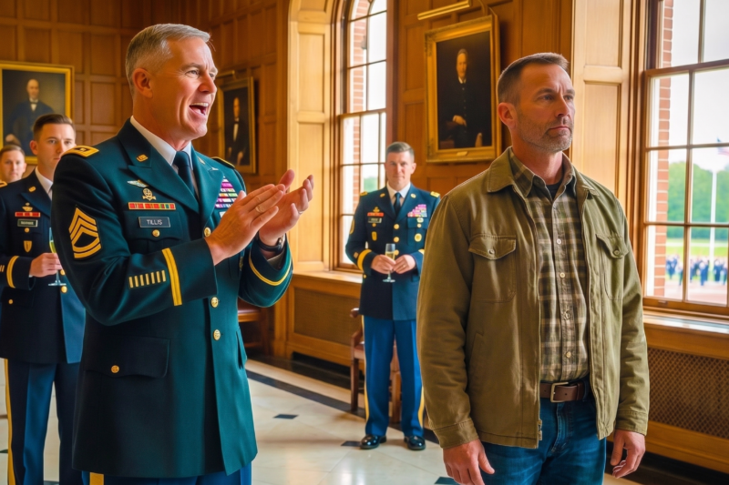 A General Smirked and Asked a Quiet Single Dad in a Faded SEAL Jacket, “Did You Ever Actually Serve?”—He Thought the Whole Room Would Laugh, Until the Man Calmly Pulled Out One Photograph, One Medal, and One Name No One Expected… Seconds Later, the General’s Face Went Pale, the Crowd Fell Silent, and He Had to Apologize in Front of Everyone as the Truth About This Father’s Secret Past Finally Came Out