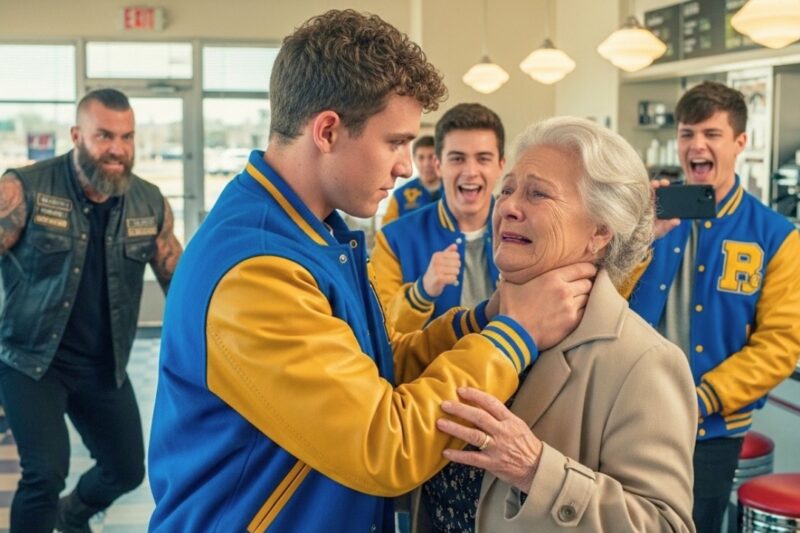 A Group of Cruel Bullies Smirked and Told a Frail Old Woman to “Shut Up” in Front of Everyone, Thinking She Was Alone and Too Weak to Fight Back—But the Moment She Pulled Out Her Phone and Calmly Called Her Son, the Entire Room Went Silent… Seconds Later, a Line of Black Motorcycles Rolled Up Outside, the Leader Stepped Through the Door Wearing His Hells Angels Colors, and the Bullies Realized Too Late They Had Just Crossed the Mother of the One Man Nobody in Town Dared to Disrespect