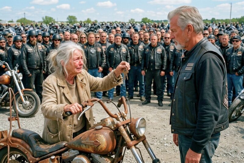 An Old Woman Ran From Her Controlling Son With Only $40, Determined to Buy a Rusty Harley Everyone Laughed At—But the Moment She Touched the Handlebars, One Hells Angels Rider Recognized the Name on Her Faded Jacket and Went Completely Still… Minutes Later, 97 Motorcycles Surrounded the Lot, Her Son Realized He Had Lost Control Forever, and the Woman He Treated Like a Burden Was Given the Ride, Family, and Second Chance That Changed the Rest of Her Life While the Entire Town Watched in Silence