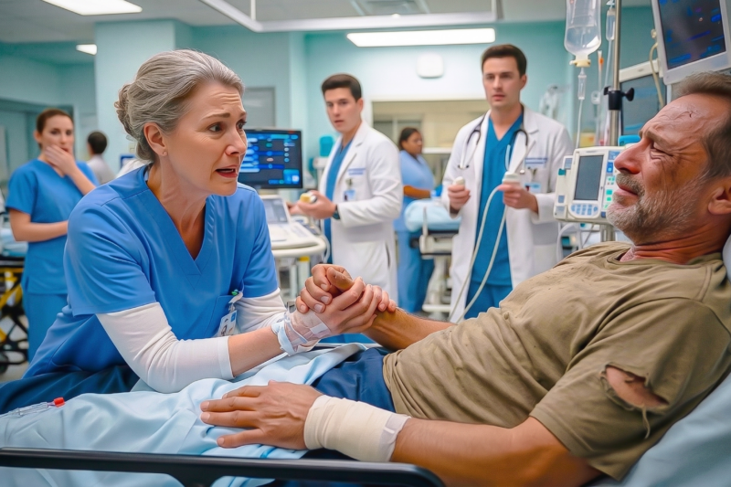 A Young Nurse Saved a Wounded Soldier’s Life in 1985 With One Calm Voice He Never Forgot — But 25 Years Later, as he lay confused in a crowded ER, he suddenly heard that same gentle command from across the room and froze. The woman beside his bed looked older, quieter, and completely unaware that the man staring at her had spent decades searching for the angel who pulled him back from the edge. When he whispered her name, the entire emergency room stopped, and the truth behind their forgotten past left everyone in tears.