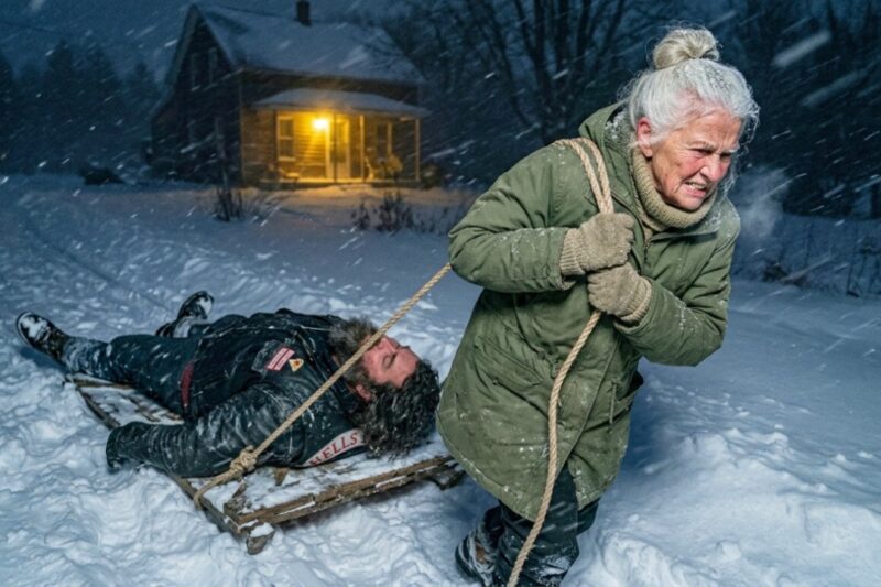An Old Woman Found a Dying Hells Angels Boss Collapsed Beside a Desert Road, and Everyone Thought She Was Too Weak to Help — But She Stayed, Used the One Skill From Her Hidden Past No One Knew About, and Refused to Let Him Slip Away. Hours Later, When Dozens of Bikers Rolled Into Town Looking for Their Leader, They Discovered the Quiet Grandma Who Had Saved Him, and what she asked for in return left the entire brotherhood silent, stunned, and ready to change her life forever.