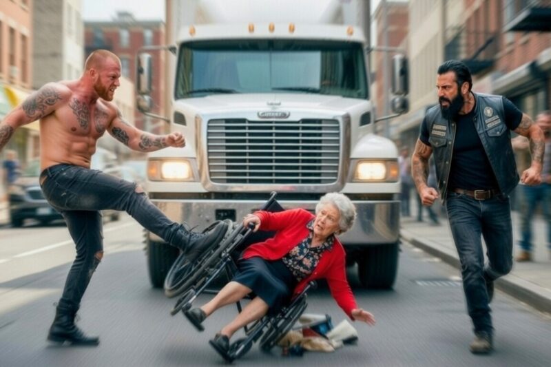 “Die, Old Crip!” They Mocked as They Kicked an Elderly Woman’s Wheelchair and Humiliated Her in Broad Daylight — But the Cruel Scene Took a Shocking Turn When Her Son, a Feared Hells Angels Biker, Pulled Up Moments Later, Forcing Everyone Nearby to Freeze as He Saw His Mother on the Ground, Heard What Had Been Said to Her, and Responded in a Way No One Expected, Turning a Heartless Act of Bullying into a Day of Reckoning That Left the Entire Street Silent, the Bystanders Stunned, and the People Who Laughed First Desperately Wishing They Had Walked Away Instead
