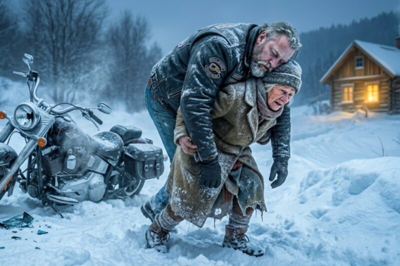 “I Can’t Leave Him,” the 81-Year-Old Grandma Whispered as the -35°C Blizzard Swallowed the Empty Highway — Everyone Told Her to Stay Inside, But She Took Her Old Lantern, Walked Into the Whiteout Alone, and Found a Freezing Hells Angel Collapsed Beside His Bike… What She Did Next Left an Entire Biker Club Speechless, Because by Sunrise, 200 Engines Were Roaring Outside Her Tiny House, and Their Leader Was Holding Back Tears Over the Secret She Never Told Anyone
