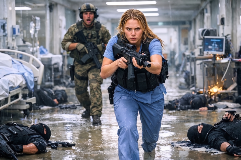 No one in the hospital paid attention to the rookie nurse with the calm voice and quiet eyes — they thought she was just another new hire trying to survive her first chaotic shift, until the ward erupted into panic, the lights failed, alarms screamed, and everyone froze in fear, only to watch her move with the precision of a trained warrior, reveal the hidden past she had buried for years, and prove that the woman they underestimated was once a Navy SEAL who knew exactly how to take control when lives were on the line.