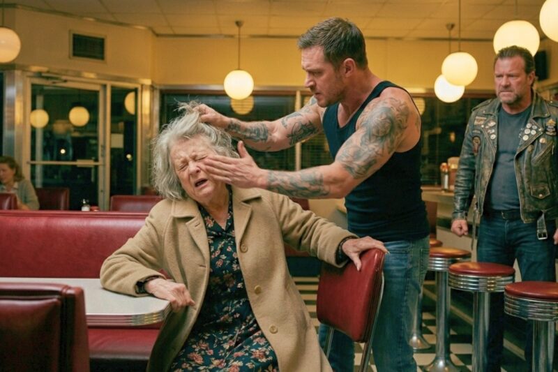 Bullies Slapped a Quiet Elderly Woman in Front of Everyone, Laughing as She Stayed Silent and Refused to Fight Back — But They Had No Idea Her Brother Was a Feared Hell’s Angel, and When a Line of Motorcycles Thundered Down the Street Moments Later, the Entire Crowd Froze as the Truth About the Gentle Old Lady’s Past, Her Family, and the One Man Nobody in Town Dared to Cross Was Finally Revealed