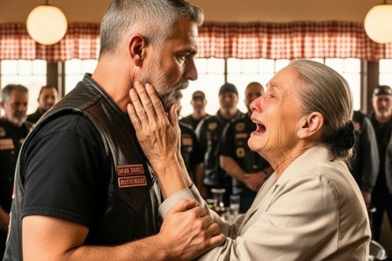 “Do You Remember Me?” the Tattooed Man Asked as the Elderly Woman Stood Alone, Forgotten by the Town and Barely Holding Back Tears — But When She Looked Into His Eyes, a Memory From Decades Ago Came Rushing Back, and Moments Later, 97 Hell’s Angels Bikers Rolled In Behind Him, Not to Frighten Her, but to Repay a Kindness She Thought No One Had Remembered, Changing the Rest of Her Life Forever