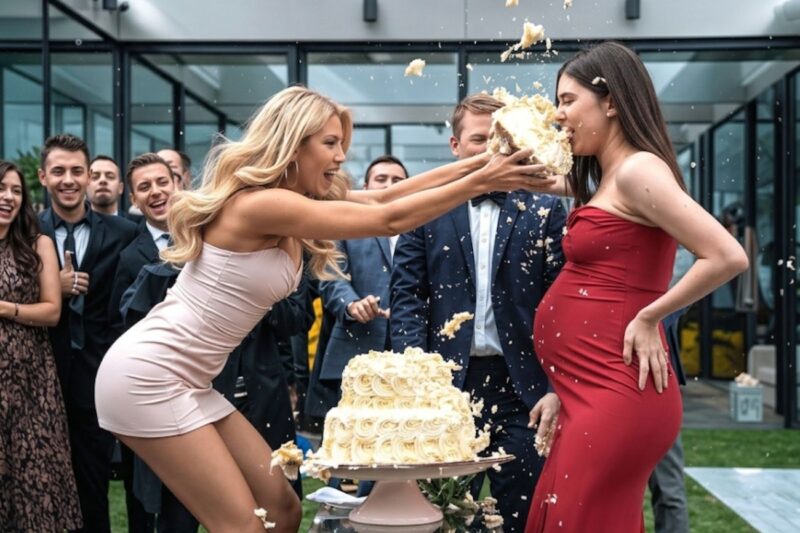 Mistress Tossed Cake On Pregnant Wife, Everyone Laughed Until This Happened