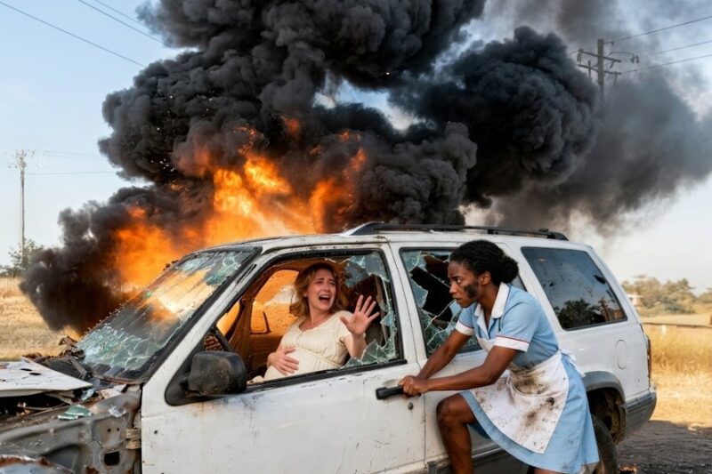 Black Girl Pulled Pregnant Woman from Burning Car — Billionaire Husband Cried at Her Request