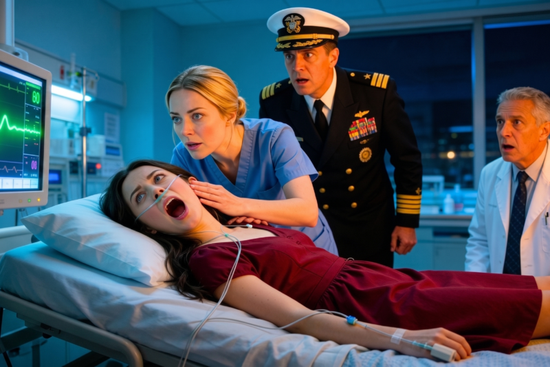 The SEAL Admiral’s daughter had been declared brain-dead, the room was silent, her family was shattered, and even the top doctors had stopped believing there was any hope left — until a rookie nurse stepped forward and used an old military technique no one in that hospital expected her to know. What happened in the next few moments left seasoned officers frozen, surgeons speechless, and the powerful admiral staring in disbelief as signs of life began to change in ways no one could explain. Who was this young nurse, how did she know a method tied to elite military training, and why did her actions trigger a reaction that turned a hopeless tragedy into a moment nobody in that room would ever forget?