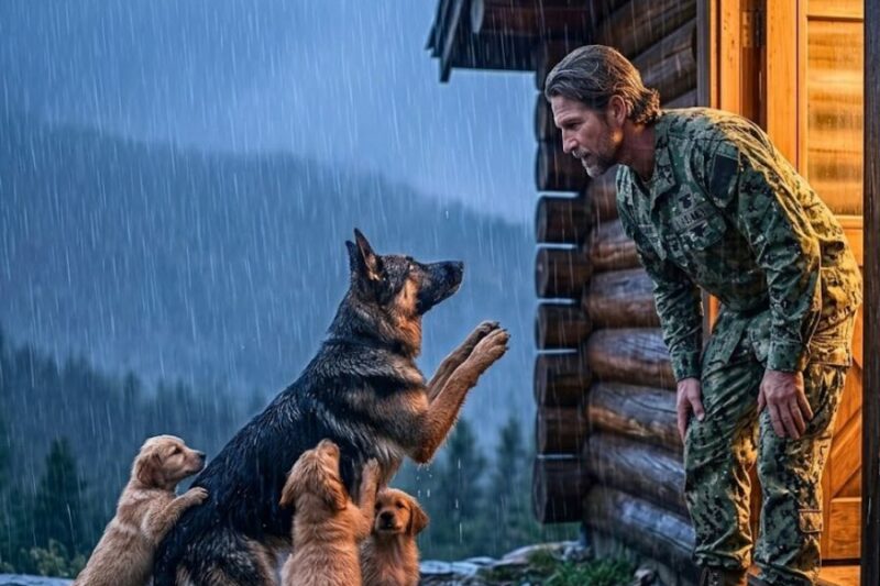 A Stray Shepherd Stood in the Rain Begging for Help — Until a Navy SEAL Opened the Door 