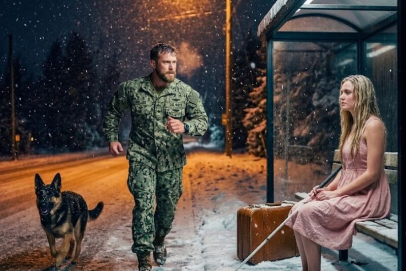 A Navy SEAL Sees a Blind Woman Freezing at a Bus Stop — His K9’s Reaction Says It All 
