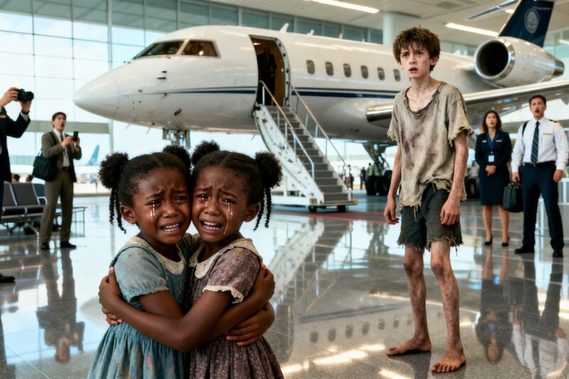 “He’s Our Brother!” — Black Twin Girls Cry at Jet Terminal… What the Poor Boy Does Next Stuns All