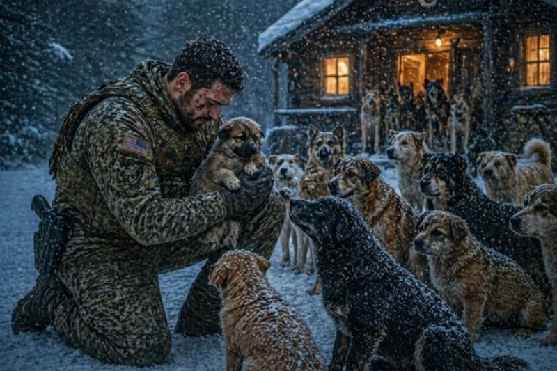 Navy SEAL Saved a Freezing Puppy in the Blizzard — The Next Morning, 20 Dogs Appeared at His Cabin