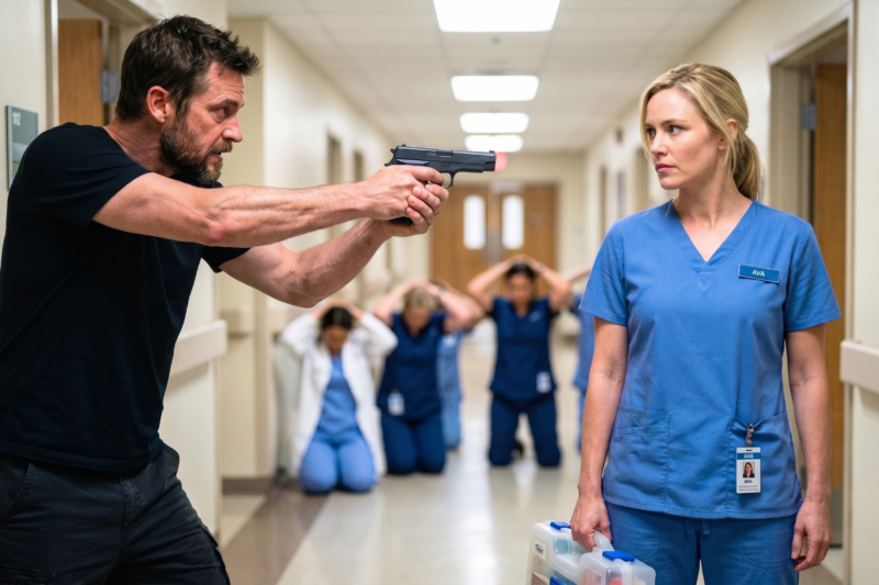 Nobody in the hospital ever imagined the quiet rookie nurse changing IV bags and comforting terrified patients had once survived the world’s most brutal military training — but when a heavily armed gunman burst through the emergency doors, locked down the ward, and turned a normal night shift into a nightmare, her hidden past as a Navy SEAL came roaring back in seconds, forcing doctors, patients, and police to watch in stunned silence as the woman everyone underestimated made one impossible decision that would expose who she really was and change that hospital forever.