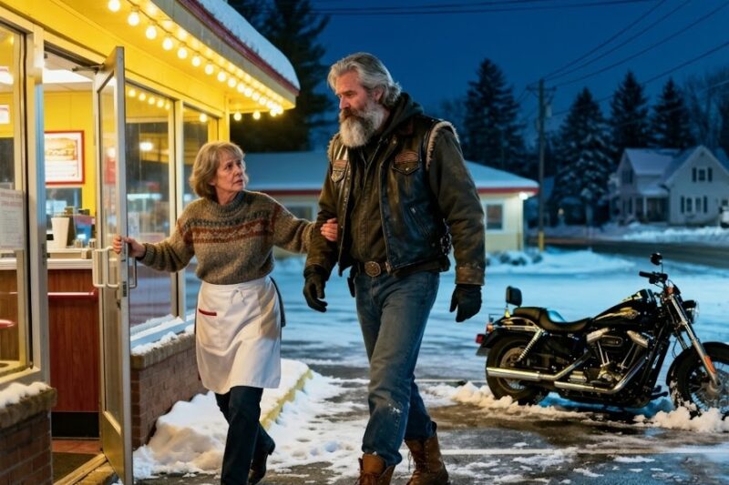 She Let a Freezing Biker Stay After Closing — By Dawn, 380 Harleys Sealed Off the Diner