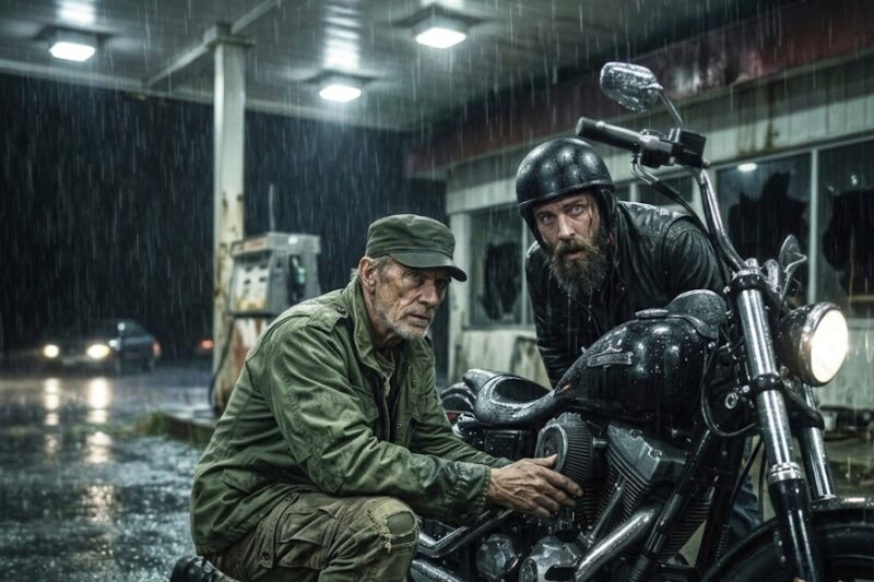 Homeless Veteran Fixed a Biker’s Engine in the Rain — By Sunrise, the Whole Club Returned