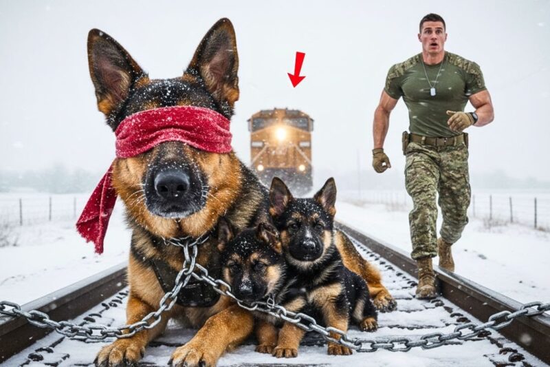 Navy SEAL Saves a Chained Shepherd Mother and Her Newborns Just Before the Train