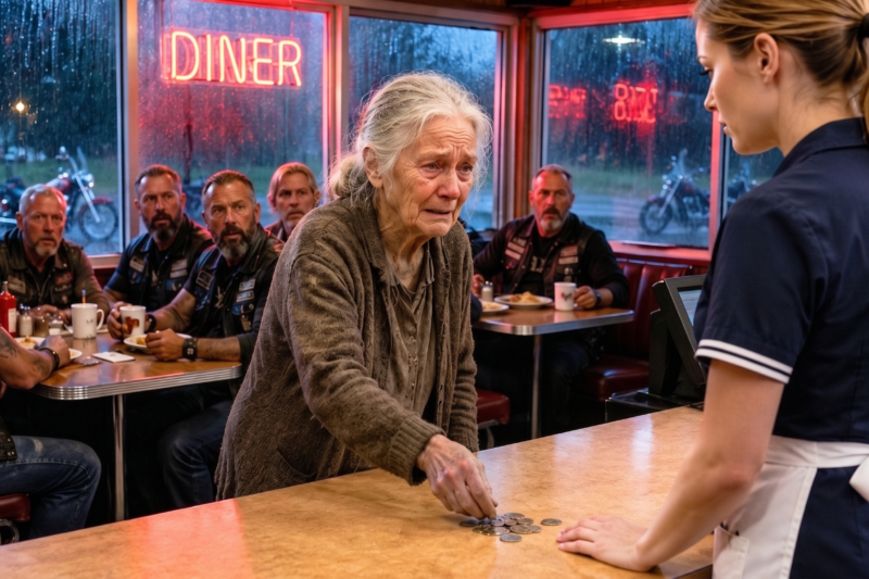 “Will $1.37 Buy Soup?” An 82-Year-Old Woman Asked, Her Hands Trembling At The Counter While Everyone Pretended Not To Hear — But When A Group Of Bikers Saw The Coins In Her Palm, The Room Went Silent, Their Leader Stepped Forward, And What He Discovered About Her Empty House, Her Missing Family, And The Reason She Had Walked Miles Through The Cold Turned One Simple Bowl Of Soup Into A Powerful Story Of Mercy, Loyalty, And Unexpected Justice That Shamed The Whole Town And Proved The Toughest Strangers Sometimes Carry The Softest Hearts