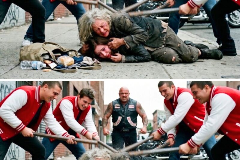 SHE TOOK THE BLOWS FOR HER: Bullies Attacked a Homeless Woman for Protecting a Biker’s Child.