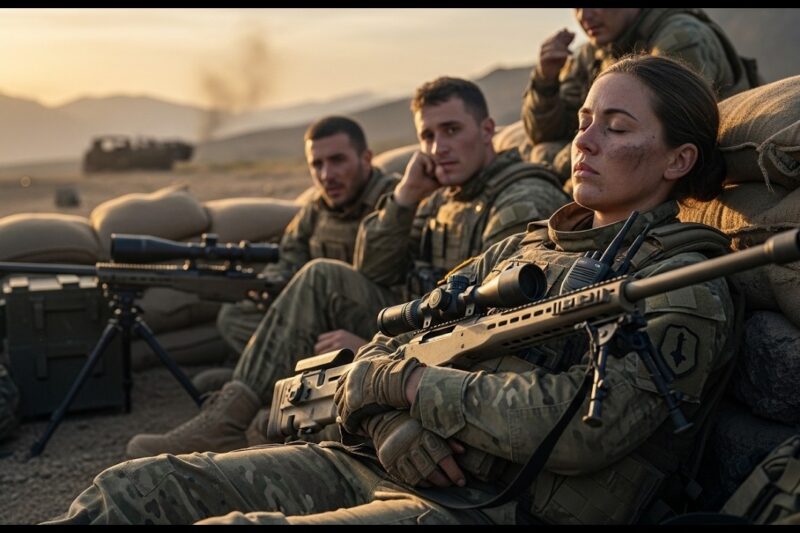 She Slept With Her Sniper Rifle Clutched Like a Secret, and Everyone on the Team Whispered That She Had Finally Lost Her Mind—But When Dawn Broke Over the Silent Ridge, the Soldiers Discovered She Had Seen What No One Else Could, Waited Through the Dark Without Saying a Word, and Made the One Move That Turned a Hopeless Night Into the Morning Their Enemy Would Never Forget
