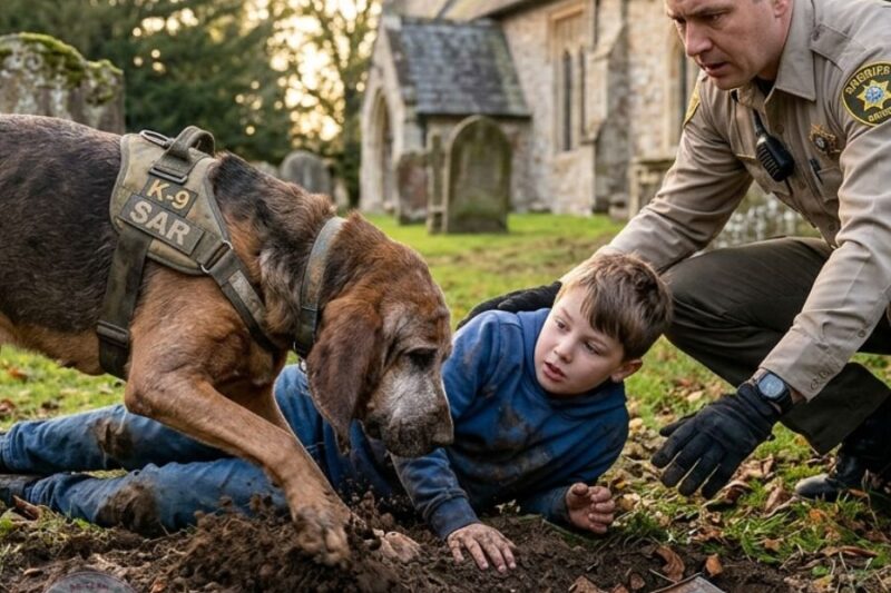 The Sheriff’s retired bloodhound pinned a terrified seven-year-old boy to the graveyard dirt, snarling viciously. We almost shot the dog, until we saw the earth moving underneath the child’s small hand.