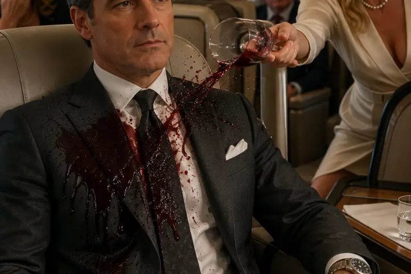She Drenched The Wrong Passenger In Wine. Before The Flight Had Even Touched Down, Her Husband’s Global Empire Was Already Turning To Ashes.