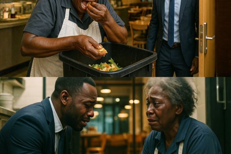 Billionaire Enters Unannounced And Sees Poor Janitor Hiding To Eat Leftovers, What He Did Made Her..