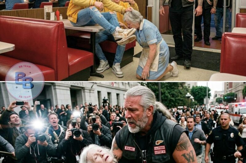 “Lick It!” Bullies Forced Old Waitress To Lick Their Shoes—Not Knowing Hells Angels Boss Was Her Son
