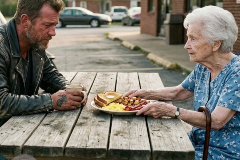 94-Year-Old Saw a Biker Sitting Alone Outside a Diner and Bought Him Food — What She Said Broke Him