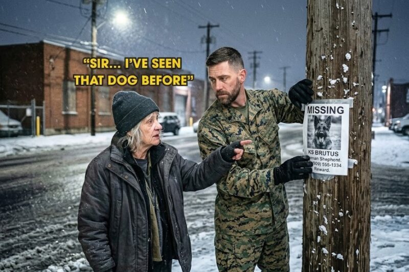 “Sir… I’ve Seen That Dog Before” — What the Homeless Woman Revealed Shattered the Marine