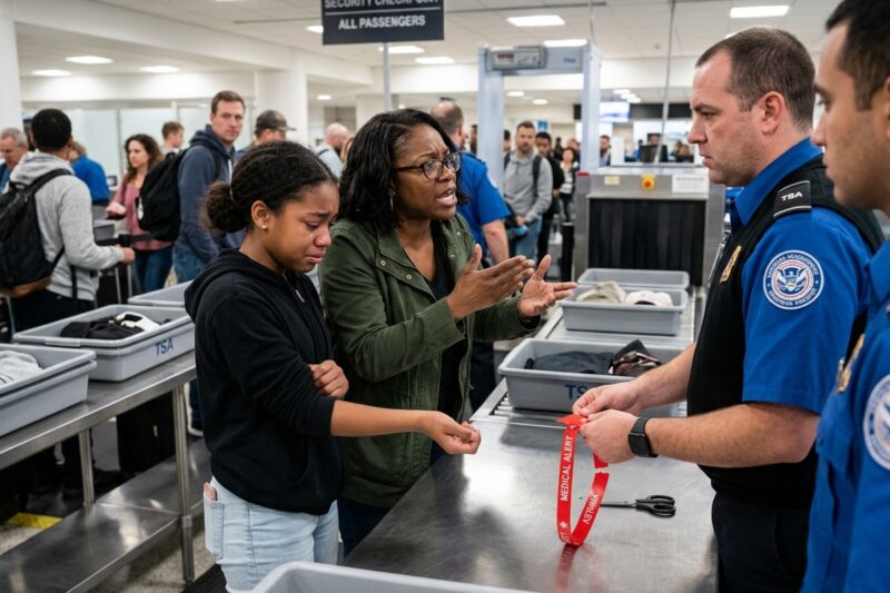 “Cut it off,” the TSA agent demanded at O’Hare. Ignoring my screams and her tears, he severed the single item keeping my 14-year-old daughter safe.