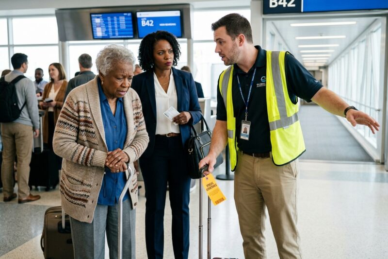 A Heartless Gate Agent Ripped The Medical Assistance Pass From My Elderly, Disabled Mom’s Chair—Forcing Her To Literally Crawl To The Gate As The Entire Terminal Watched Silently.