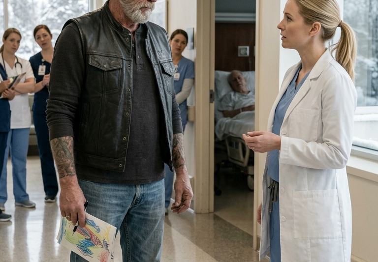 An 83-Year-Old Man Was About to Leave the Hospital With No Family Left to Pick Him Up — Until a Quiet Biker Walked Through the Hallway Carrying a Promise Written in Crayon Many Years Earlier