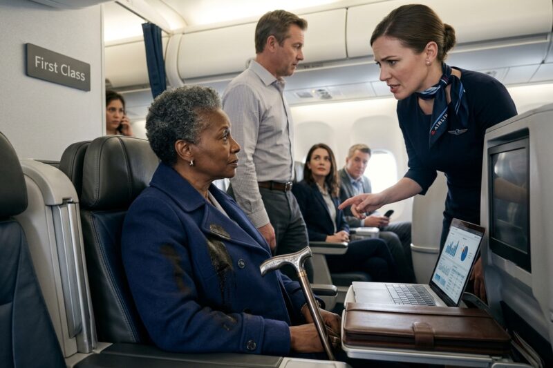 A first-class snob publicly degraded my disabled aunt while the crew snickered—utterly clueless that she possessed the power to dismantle their entire airline.