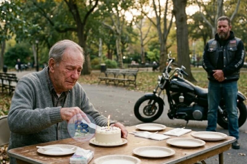 86-Year-Old Was Cutting a Birthday Cake Alone at a Park — The Biker Heard The Truth And Was SILENT
