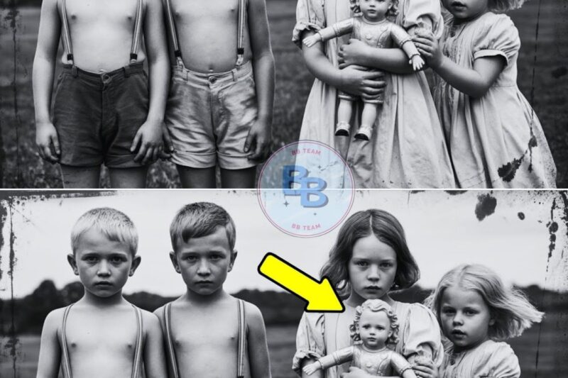This 1899 photo of siblings looked happy—until a zoom revealed who was holding the doll