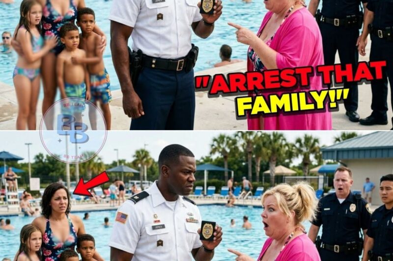 White Woman Called Cops On Black Family At Pool — Then, Froze When The Dad Showed His Military Police Badge.