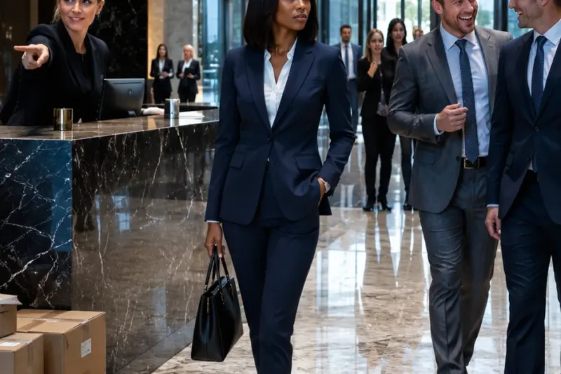 She walked into the lobby as an outcast. By the 10:00 AM meeting, she was the only one in the room with the power to sign their paychecks