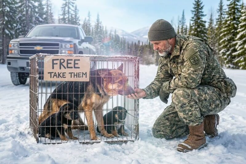 A Navy SEAL Found a Freezing Mother Dog and Her Puppies in a Cage – What He Did Next Changed Lives