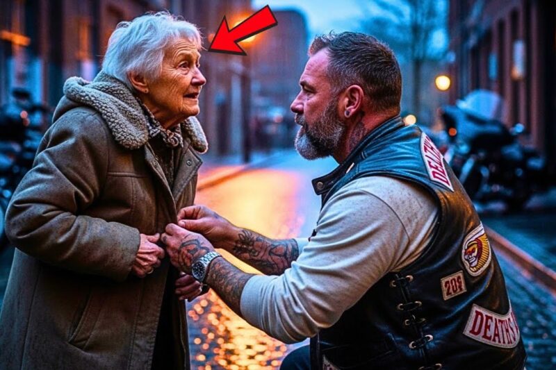 100 Bikers Went Silent as Their Leader Knelt Down to Help a 77-Year-Old Stranger with Her Coat.