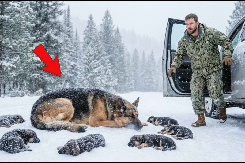During a Violent Blizzard, a Navy SEAL Discovered a Mother Dog Protecting Her Puppies