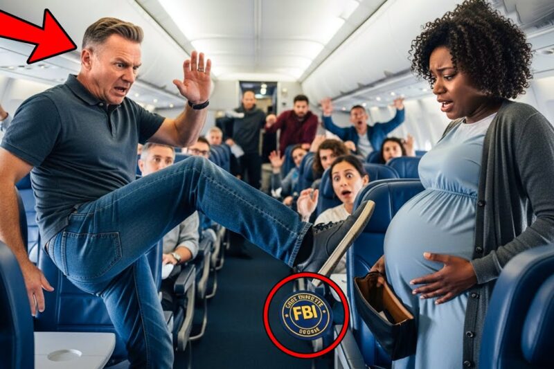 Racist Man Kicks Pregnant Black Woman on Plane — Freezes the Moment Her FBI Badge Drops Out