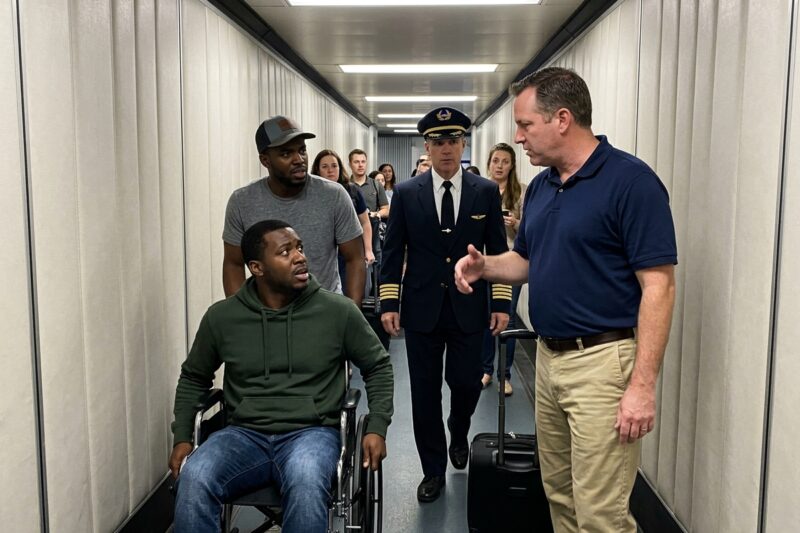 Arrogant Man Traps My Disabled Brother in the Boarding Tunnel—Little Did He Know, the Captain Was Right There, Silent and Watching.