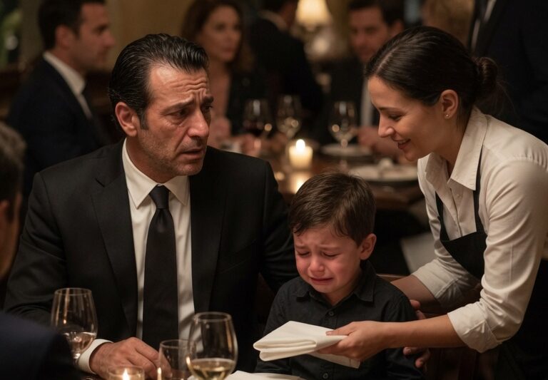 Everyone Ignored the Mafia Boss’s Crying Son — Until the Waitress Spoke Like the Mother He Never Had