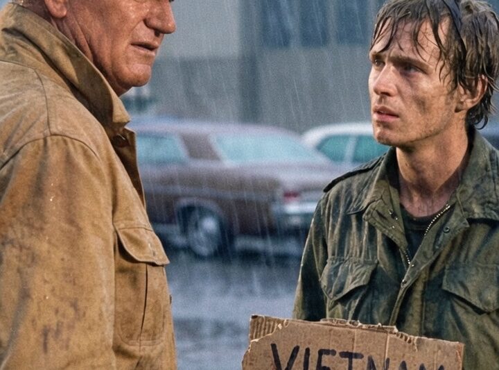 John Wayne TURNS BACK After Seeing a Veteran’s Sign in the Rain—No Cameras Were Rolling