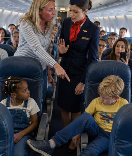 A flight attendant stepped in when a boy wouldn’t stop kicking a Black girl’s seat—but his mother’s reaction left the entire cabin in shock